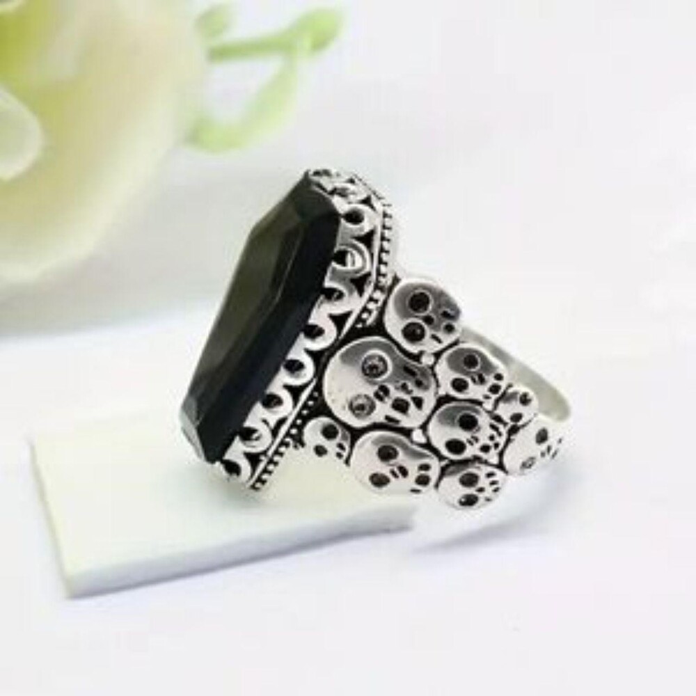 Black Coffin Skull Ring Size 8